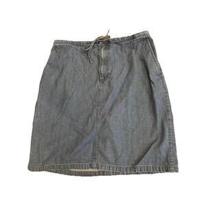 Vintage Liz Claiborne Denim Straight Skirt Mini Tie Waist‎ Preppy 16 XL